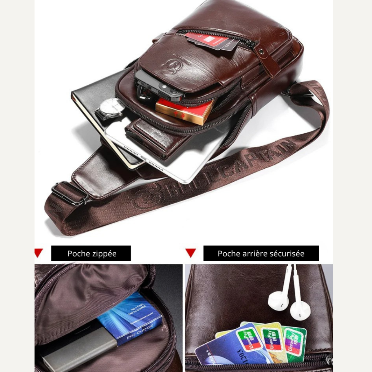 Marcello – Sacoche Bandoulière Homme Grande Capacité en Cuir