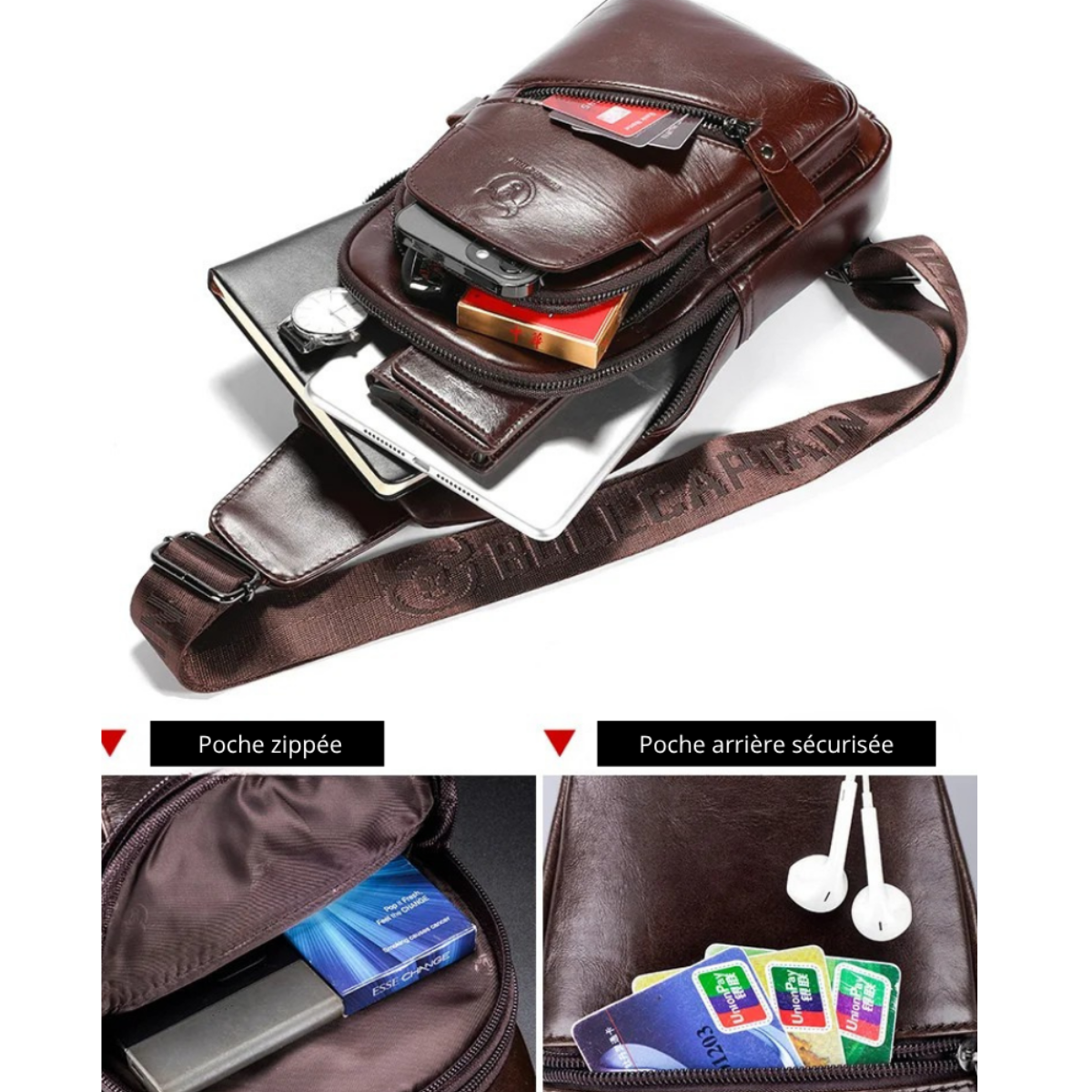 Marcello – Sacoche Bandoulière Homme Grande Capacité en Cuir
