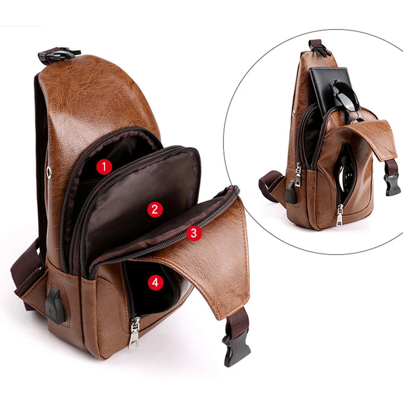 Walter – Sacoche Bandoulière Homme avec Port USB, Élégance et Fonctionnalité Réunies