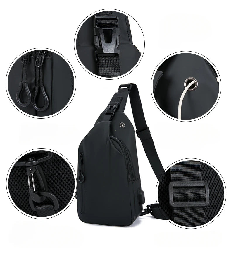 Gianni – Sacoche Bandoulière Homme Connectée avec Port USB