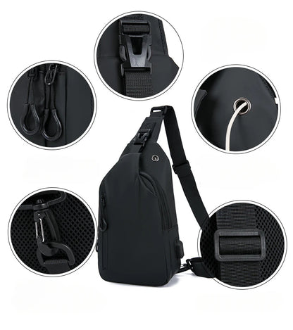 Gianni – Sacoche Bandoulière Homme Connectée avec Port USB