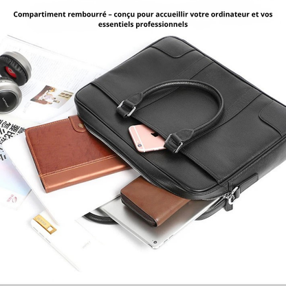 Adriano – Sacoche Ordinateur Homme en Cuir Authentique