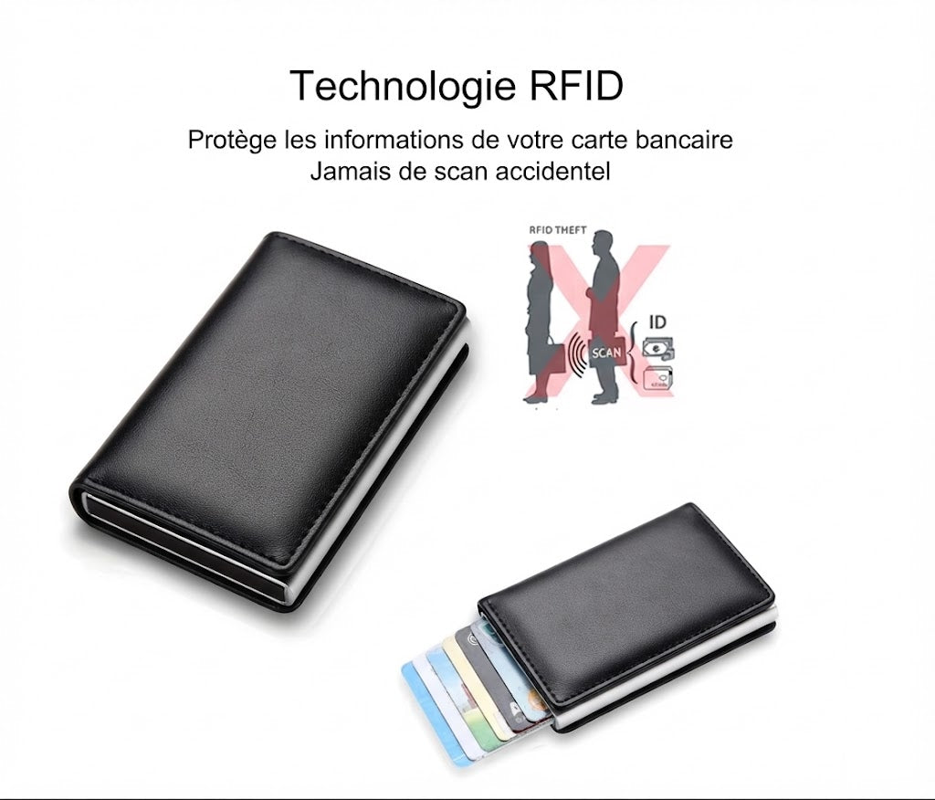 Porte-Cartes RFID en Cuir Minimaliste