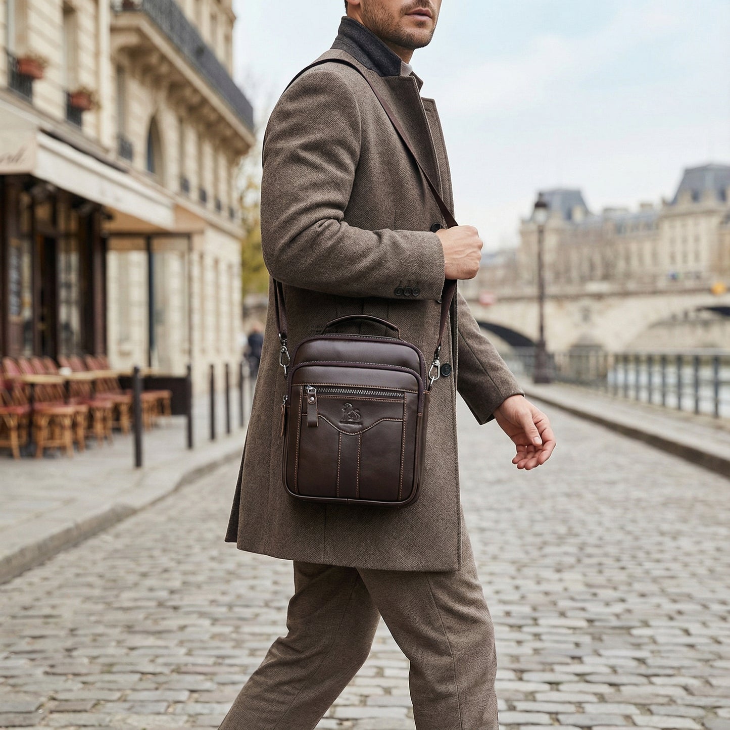 Paolo – Sacoche Bandoulière Homme Stylée en Cuir Rétro