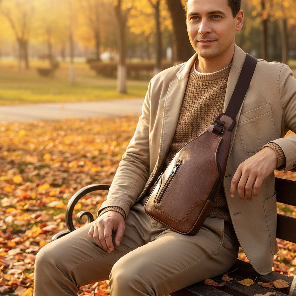 Walter – Sacoche Bandoulière Homme avec Port USB, Élégance et Fonctionnalité Réunies